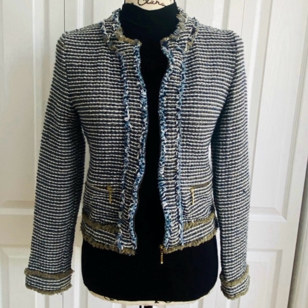 Zara Textured Woven Tweed Jacket
